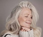 beautiful and healthy white hair